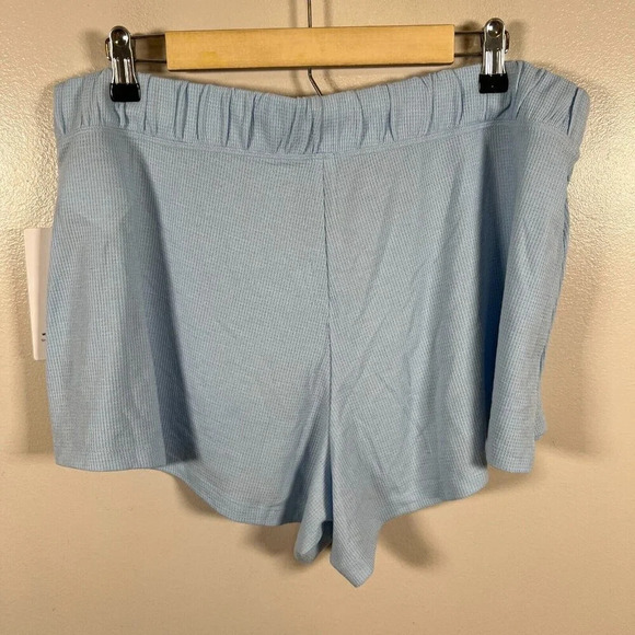Athleta Wind Down Sleep Short Waffle Knit Size 1X Blue Lounge Comfy Soft Travel - Picture 3 of 8